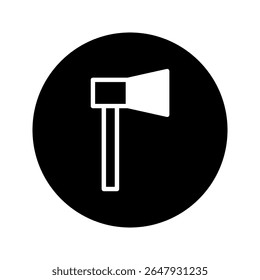 Axe illustration on a black background, an icon of a tool used in forestry and woodworking shows simplicity