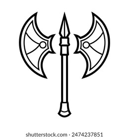 Axe illustration, silhouette, vector logo on white background