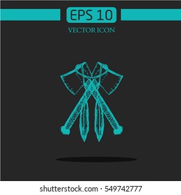 Axe Indians. vintage.drawn. icon on dark background.logo design.graphic image.simple icon for web.sketch