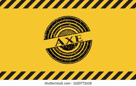 Axe inside warning sign, black grunge emblem. Vector Illustration. Detailed.