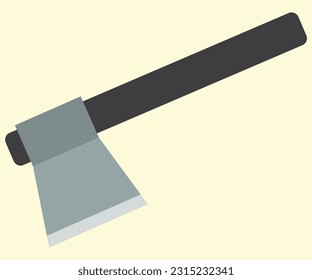 Axe, iron axe and iron handle, grey and yellow colors, blade, sharp, suitable for equipment and tools shop logo and sign, good for icons and banners and print tools, useful for educational content 