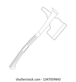 Axe isolated on a white background. Line art.