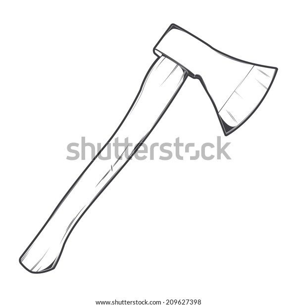 Axe Isolated On White Background Line Stock Vector (Royalty Free ...