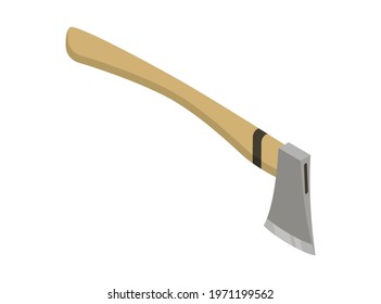 Axe isometric hand tool. Detailed icon of tool for handyman repair. Vector equipment of builder instrument. Tool supplies on white background