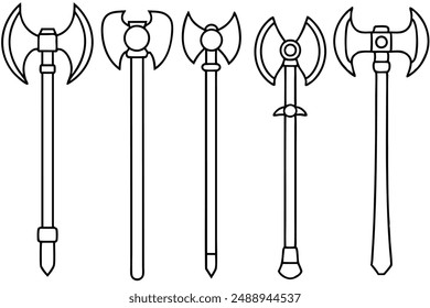 Axe line art detailed tool drawing