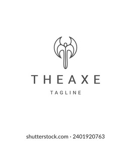 Axe line art style logo design template