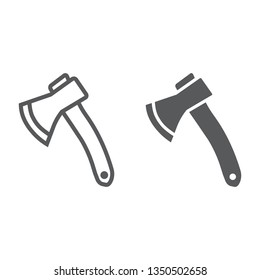 Axe line and glyph icon, tool and tomahawk, ax sign, vector graphics, a linear pattern on a white background, eps 10.