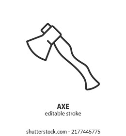 Axe line icon. Camping vector symbol. Logging sign. Editable stroke.