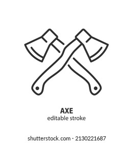 Axe line icon. Construction tool vector symbol. Logging sign. Editable stroke.