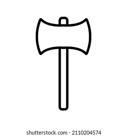 Axe line icon, lumberjack axe vector outline logo isolated on white background