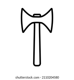 Axe line icon, lumberjack axe vector outline logo isolated on white background