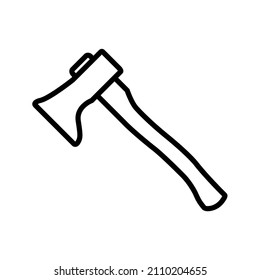 Axe line icon, lumberjack axe vector outline logo isolated on white background