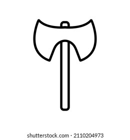 Axe line icon, lumberjack axe vector outline logo isolated on white background