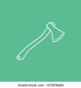 Axe Line Icon On Green Background