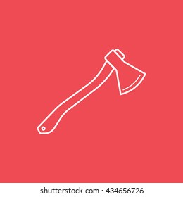 Axe Line Icon On Red Background