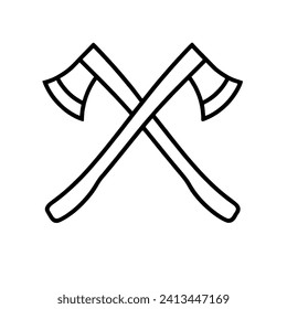 Axt Linie Symbol auf weißem Hintergrund. überquerte Axt.