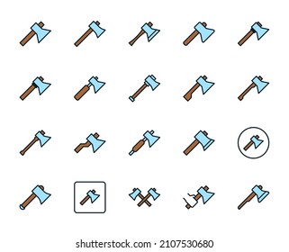 Axe line icon set. Collection of high quality color outline logo for mobile concepts and web apps. Travel set in trendy flat style. Vector illustration on a white background