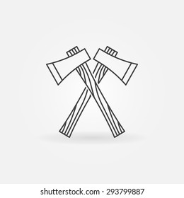 Axe line icon - vector crossed lumberjack axes symbol or logo