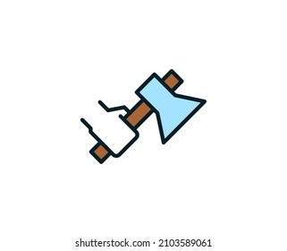 Axe line icon. Vector symbol in trendy flat style on white background. Travel sing for design.