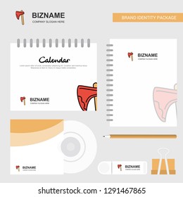Axe Logo, Calendar Template, CD Cover, Diary and USB Brand Stationary Package Design Vector Template