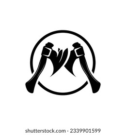 Axe Logo Design, Lumberjack Carpentry Wood Cutting Tool label, badge