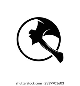 Axe Logo Design, Lumberjack Carpentry Wood Cutting Tool label, badge