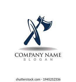 Axe logo icon design template elements, equipment symbol vector template
