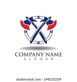 Axe logo icon design template elements, equipment symbol vector template