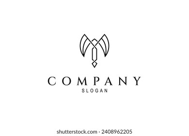 Axe logo in outline linear design style