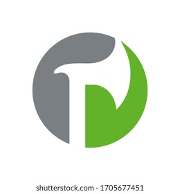 Axe logo template, ax icon design, circle shape chopper symbol - Vector