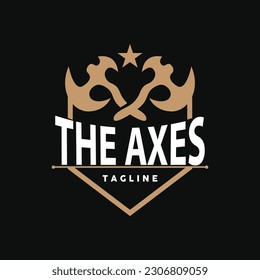 Axe Logo, Wood Cutting Tool Vector Icon, Silhouette Design, Retro Vintage Style