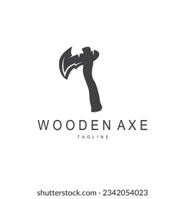 Axe Logo, Wood Cutting Tool, Lumberjack Vector, Simple Minimalist Design, Symbol Template