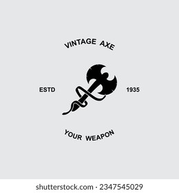 Axe Logo, Wood Cutting Tool Vector Icon, Silhouette Design, Retro Vintage Style