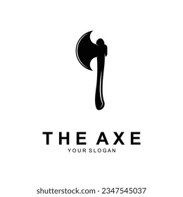 Axe Logo, Wood Cutting Tool Vector Icon, Silhouette Design, Retro Vintage Style