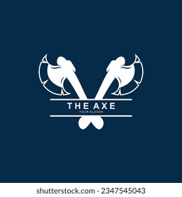 Axe Logo, Wood Cutting Tool Vector Icon, Silhouette Design, Retro Vintage Style