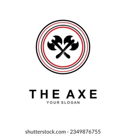 Ax-Logo, Holzschnitt-Tool-Vektorsymbol, Silhouettendesign, Retro-Vintage-Stil