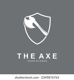 Axe Logo, Wood Cutting Tool Vector Icon, Silhouette Design, Retro Vintage Style