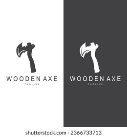 Logotipo Ax, Icono de vectores de herramienta de corte de madera, diseño de silueta, estilo de vintage retro