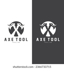 Axe Logo, Wood Cutting Tool Vector Icon, Silhouette Design, Retro Vintage Style