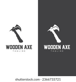 Axe Logo, Wood Cutting Tool Vector Icon, Silhouette Design, Retro Vintage Style