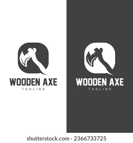 Axe Logo, Wood Cutting Tool Vector Icon, Silhouette Design, Retro Vintage Style