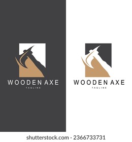Axe Logo, Wood Cutting Tool Vector Icon, Silhouette Design, Retro Vintage Style