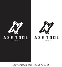 Axe Logo, Wood Cutting Tool Vector Icon, Silhouette Design, Retro Vintage Style