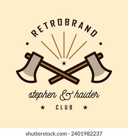 Axe Logo, Wood Cutting Tool Vector Icon, Silhouette Design, Retro Vintage Style