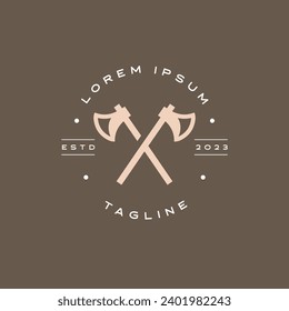 Logotipo Ax, Icono de vectores de herramienta de corte de madera, diseño de silueta, estilo de vintage retro
