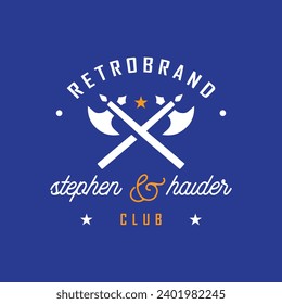 Axe Logo, Wood Cutting Tool Vector Icon, Silhouette Design, Retro Vintage Style