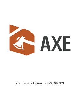 axe lumberjack flat minimalist logo design