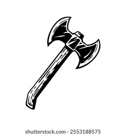 axe lumberjack in hand drawn
