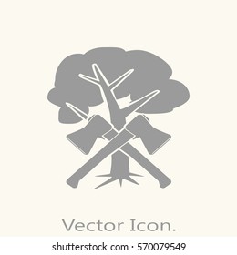 Axe lumberjack icon isolated sign symbol and flat style for app, web and digital design. Vector illustration.