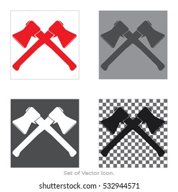 Axe lumberjack Set icons with four Color Variations of flat style. Vector illustration.